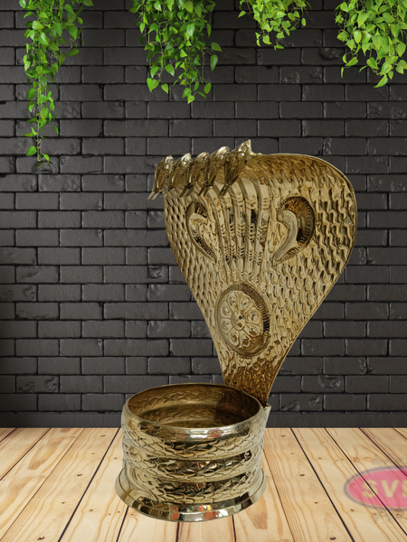 Brass Nagabharanam Statue | Multi Head Cobra Idol | Temple Decor