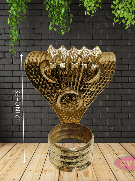 Brass Nagabharanam Statue | Multi Head Cobra Idol | Temple Decor