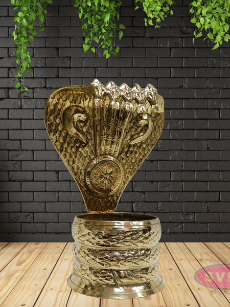 Golden Naga Abharanam Idol | Hindu Sacred Snake Sculpture