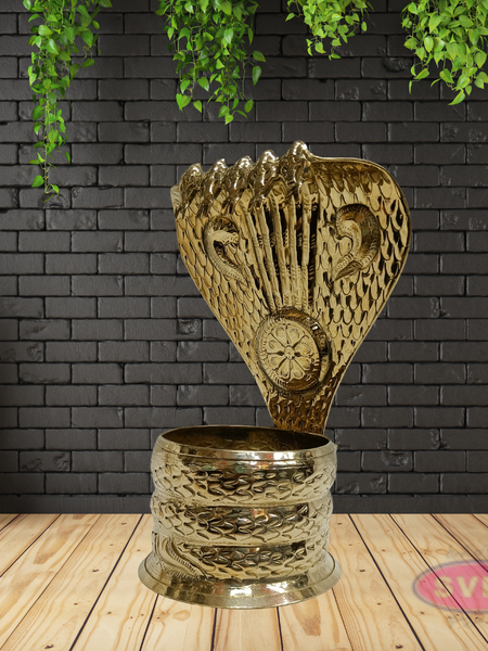 Golden Naga Abharanam Idol | Hindu Sacred Snake Sculpture