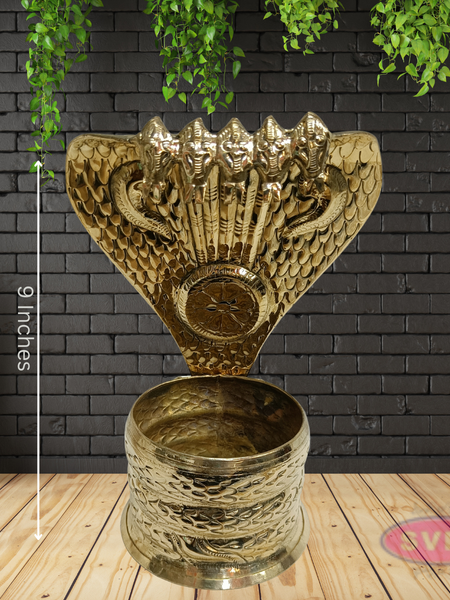Golden Naga Abharanam Idol | Hindu Sacred Snake Sculpture