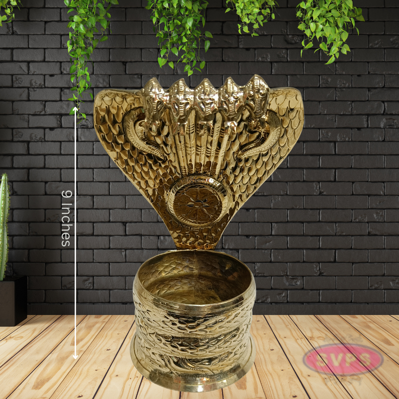 Golden Naga Abharanam Idol | Hindu Sacred Snake Sculpture