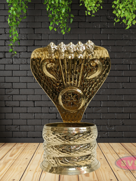 Golden Naga Abharanam Idol | Hindu Sacred Snake Sculpture