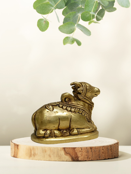 Nandi Brass Idol – Sacred Nandi Bull Statue for Home Temple & Pooja
