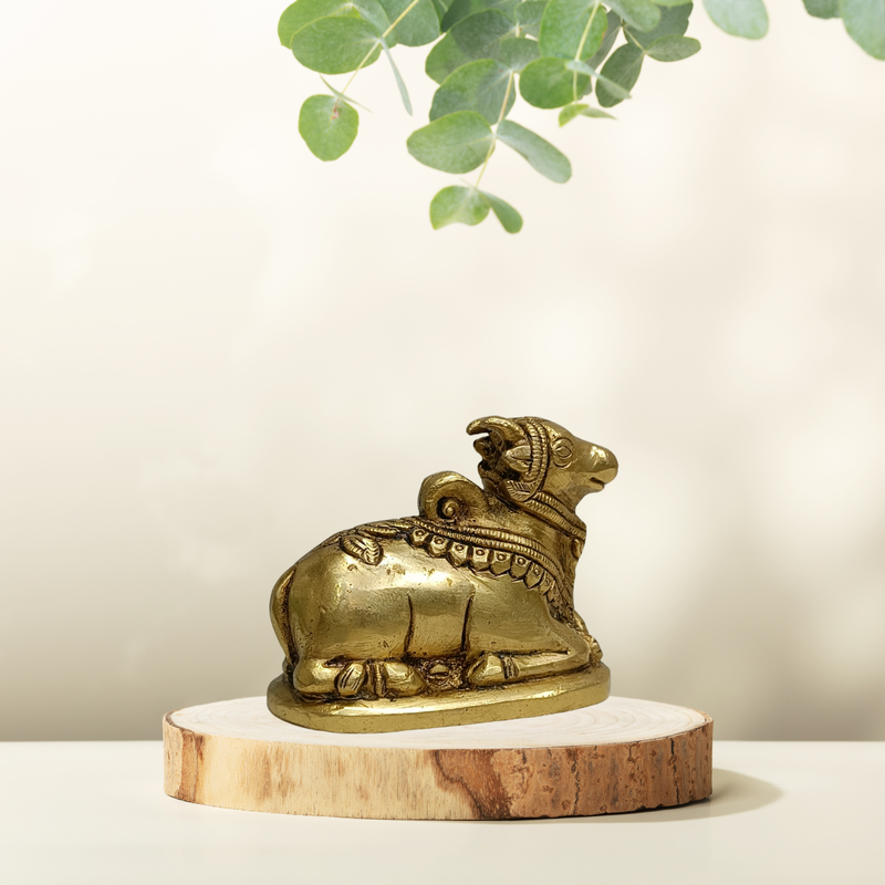 Nandi Brass Idol – Sacred Nandi Bull Statue for Home Temple & Pooja