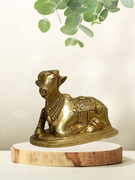 Nandi Brass Statue – Traditional Shiva Vahana Idol for Spiritual Decor
