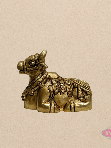 Handcrafted Brass Nandi Idol – Small Shiva Vahana Figurine