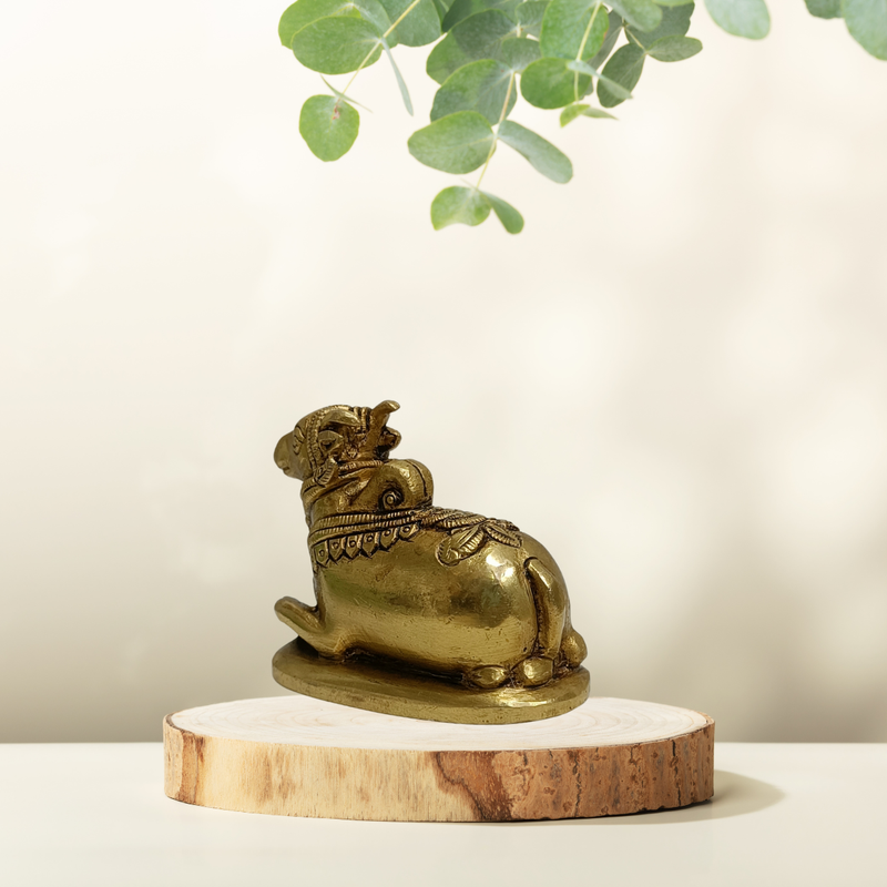 Nandi Brass Idol – Sacred Nandi Bull Statue for Home Temple & Pooja