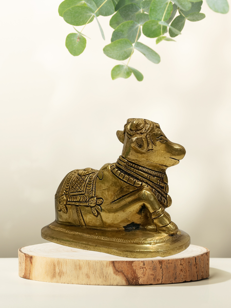 Nandi Brass Statue – Traditional Shiva Vahana Idol for Spiritual Decor