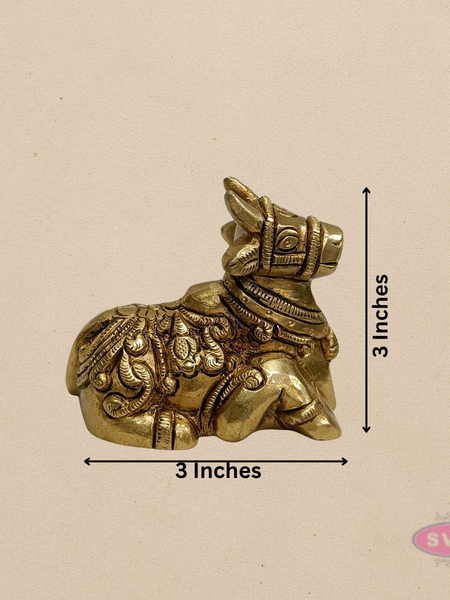Handcrafted Brass Nandi Idol – Small Shiva Vahana Figurine