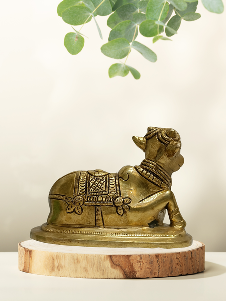 Nandi Brass Statue – Traditional Shiva Vahana Idol for Spiritual Decor