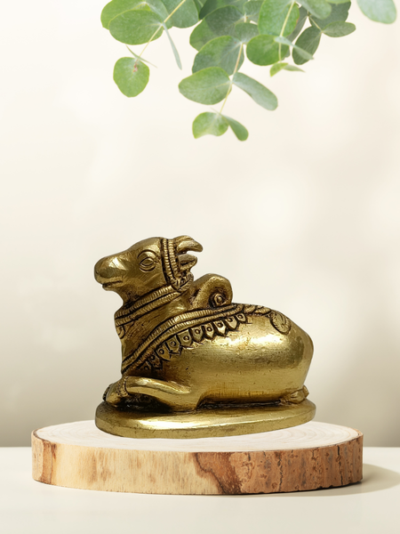 Nandi Brass Idol – Sacred Nandi Bull Statue for Home Temple & Pooja