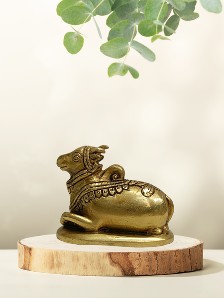 Nandi Brass Idol – Sacred Nandi Bull Statue for Home Temple & Pooja