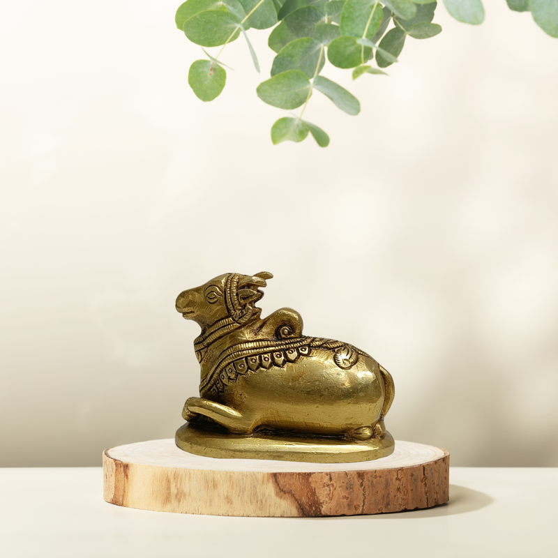 Nandi Brass Idol – Sacred Nandi Bull Statue for Home Temple & Pooja