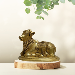 Nandi Brass Statue – Traditional Shiva Vahana Idol for Spiritual Decor