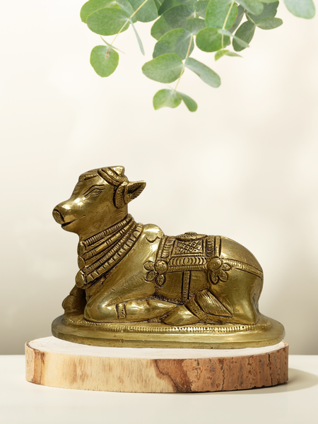 Nandi Brass Statue – Traditional Shiva Vahana Idol for Spiritual Decor