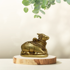 Nandi Brass Idol – Sacred Nandi Bull Statue for Home Temple & Pooja