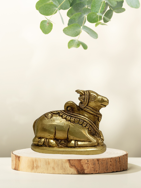 Nandi Brass Idol – Sacred Nandi Bull Statue for Home Temple & Pooja