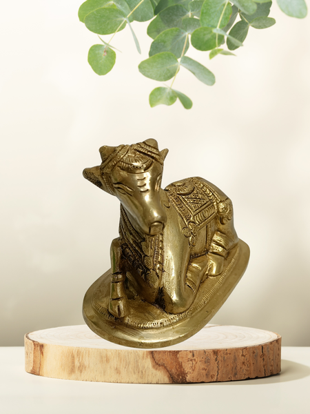 Nandi Brass Statue – Traditional Shiva Vahana Idol for Spiritual Decor