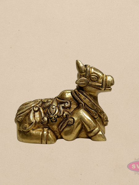 Handcrafted Brass Nandi Idol – Small Shiva Vahana Figurine