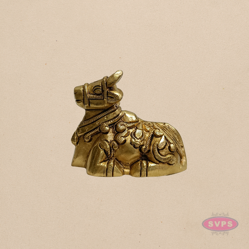 Antique Finish Brass Nandi Sculpture – Sacred Temple Décor