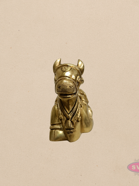 Antique Finish Brass Nandi Sculpture – Sacred Temple Décor