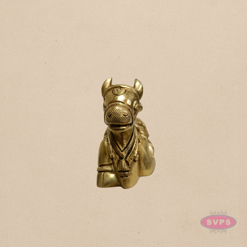 Antique Finish Brass Nandi Sculpture – Sacred Temple Décor