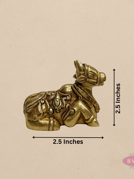 Antique Finish Brass Nandi Sculpture – Sacred Temple Décor