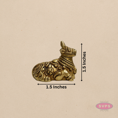 Mini Brass Nandi Statue – 1.5 Inch Sacred Bull Idol for Pooja