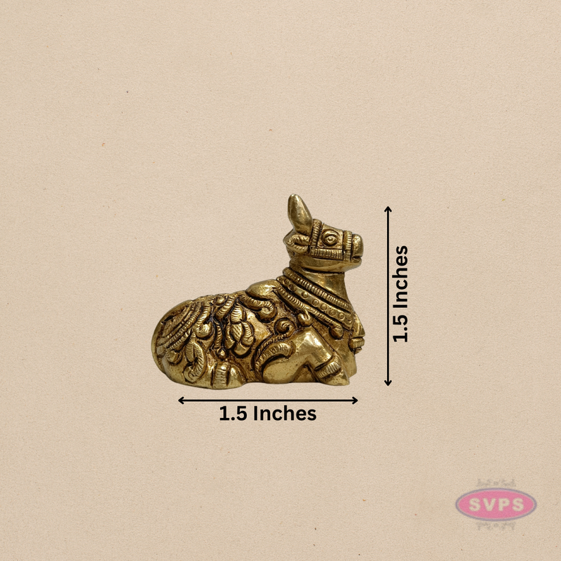 Mini Brass Nandi Statue – 1.5 Inch Sacred Bull Idol for Pooja