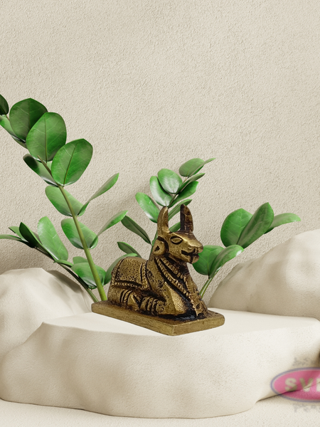 Small Brass Nandi Statue – Handcrafted Shiva Vahana Idol for Mandir Decor