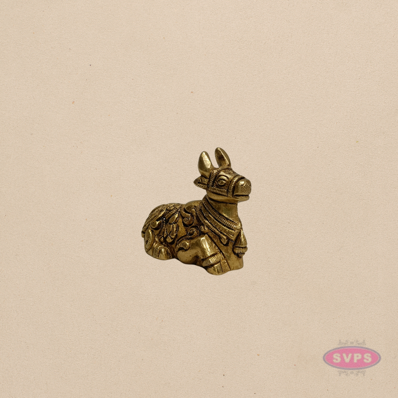 Mini Brass Nandi Statue – 1.5 Inch Sacred Bull Idol for Pooja