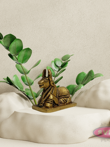 Small Brass Nandi Statue – Handcrafted Shiva Vahana Idol for Mandir Decor