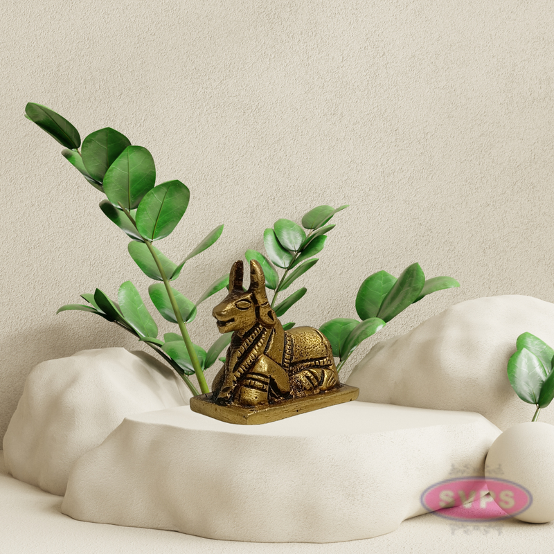 Small Brass Nandi Statue – Handcrafted Shiva Vahana Idol for Mandir Decor