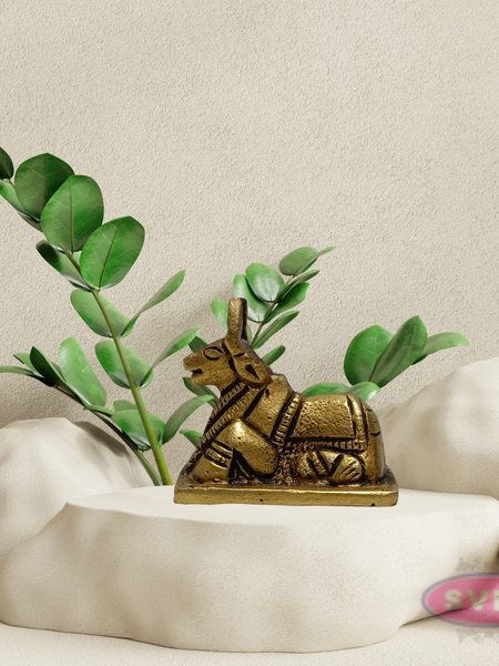 Small Brass Nandi Statue – Handcrafted Shiva Vahana Idol for Mandir Decor