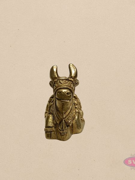 Mini Brass Nandi Statue – 1.5 Inch Sacred Bull Idol for Pooja