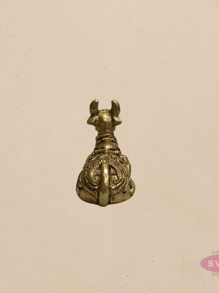 Mini Brass Nandi Statue – 1.5 Inch Sacred Bull Idol for Pooja