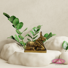 Small Brass Nandi Statue – Handcrafted Shiva Vahana Idol for Mandir Decor