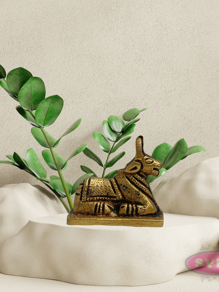 Small Brass Nandi Statue – Handcrafted Shiva Vahana Idol for Mandir Decor