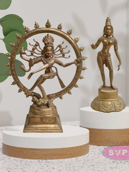 Antique Finish Panchalogham Shiva Nataraja & Sivakami Idol Set