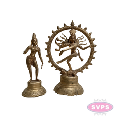 Antique Finish Panchalogham Shiva Nataraja & Sivakami Idol Set