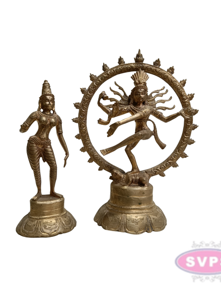 Antique Finish Panchalogham Shiva Nataraja & Sivakami Idol Set