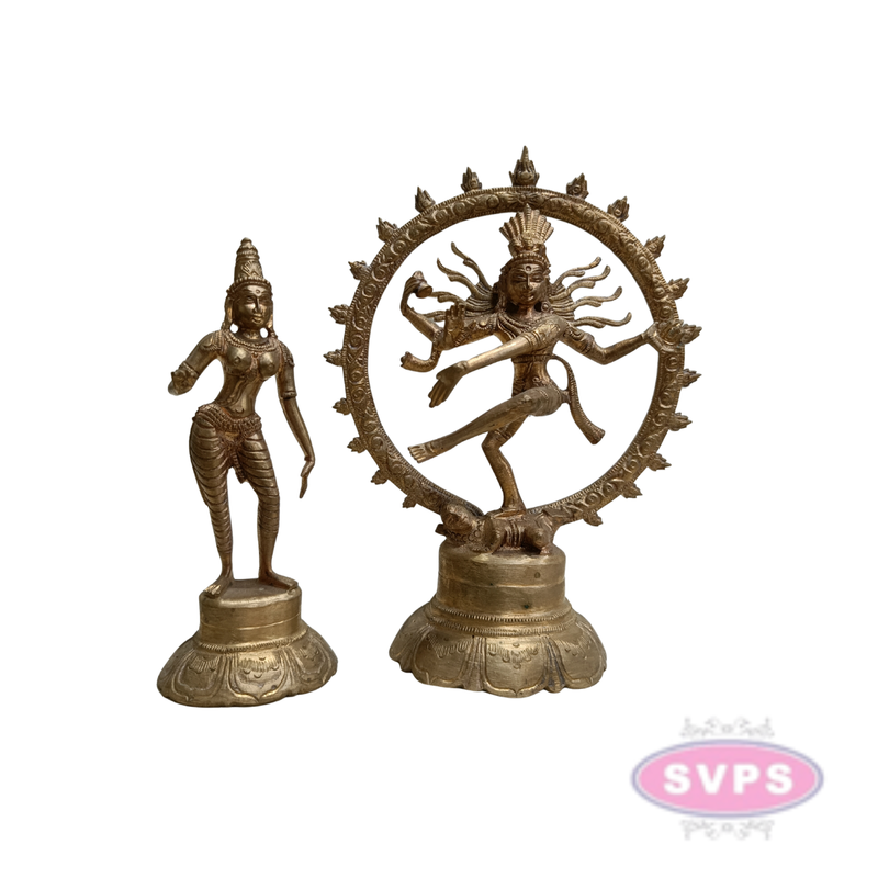 Antique Finish Panchalogham Shiva Nataraja & Sivakami Idol Set