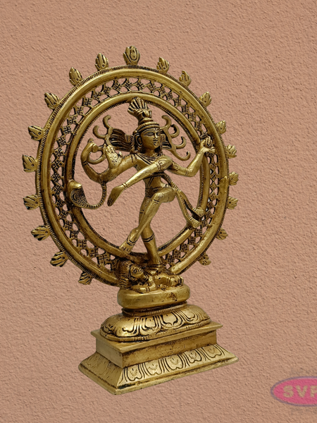 12 Inch Brass Nataraja Idol – Temple Style Dancing Shiva Statue