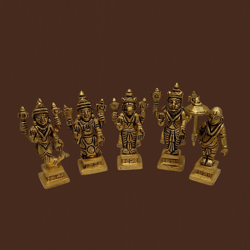 Dashavatara Brass Idol Set 3.5 Inch – Complete 10 Incarnations of Vishnu Murti Set