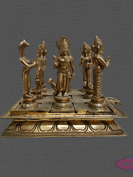 Panchaloha Navagraha Idol Set with Decorative Base | Traditional Hindu Nine Planet Deities | Handmade Pooja Murti for Home Temple, Vastu & Spiritual Worship | 7 x 8 Inches