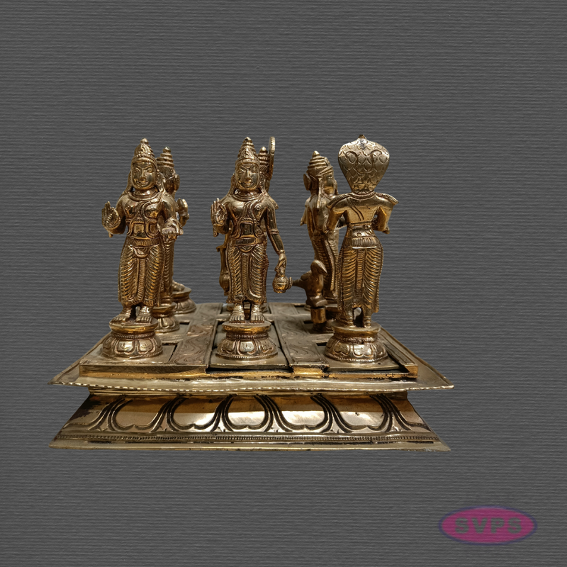 Panchaloha Navagraha Idol Set with Decorative Base | Traditional Hindu Nine Planet Deities | Handmade Pooja Murti for Home Temple, Vastu & Spiritual Worship | 7 x 8 Inches
