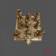 Panchaloha Navagraha Idol Set with Decorative Base | Traditional Hindu Nine Planet Deities | Handmade Pooja Murti for Home Temple, Vastu & Spiritual Worship | 7 x 8 Inches