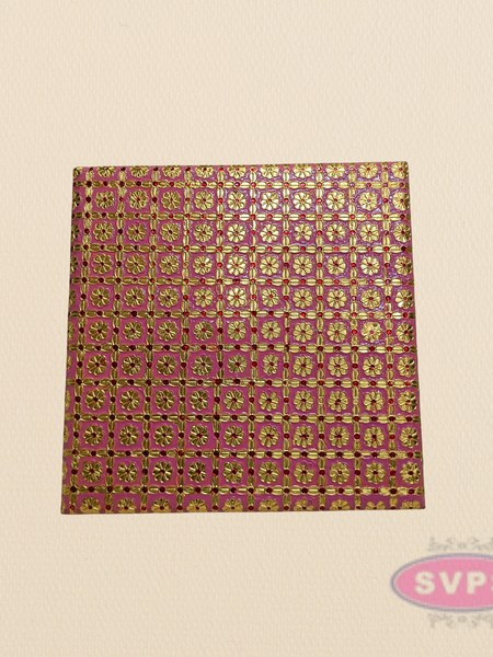 Pink Floral Design Pooja Manai – Decorative Gold Finish Mandir Chowki for God Idols