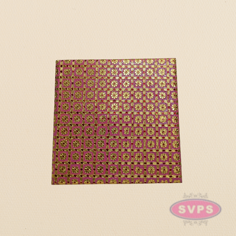 Pink Floral Design Pooja Manai – Decorative Gold Finish Mandir Chowki for God Idols